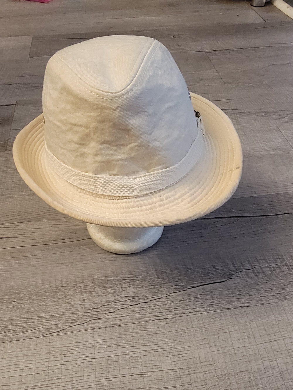 Men's Cream Cotton Fedora Hat  AUTHENTIC  Classic Summer Style